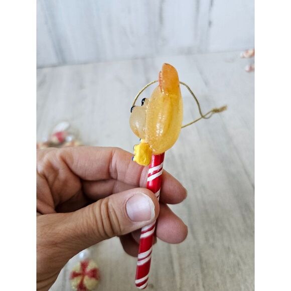 Peppermint candy cane vintage ornament sucker lollipop bear Xmas tree - Picture 4 of 9